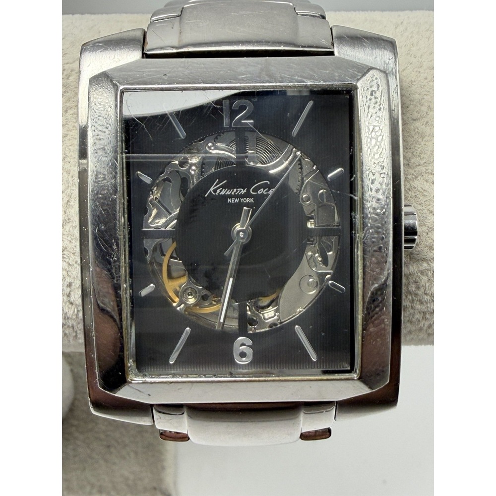 Kenneth Cole KC3774 Working Automatic Mens Skeleton Tank Watch 37MM 7.25"